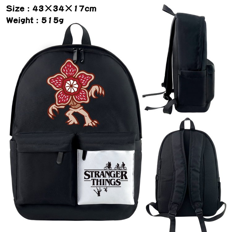 Stranger Things Anime black and white double waterproof nylon backpack 43X34X17CM