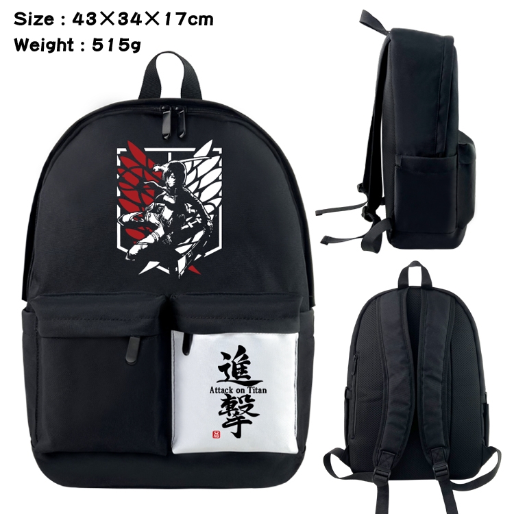 Shingeki no Kyojin Anime black and white double waterproof nylon backpack 43X34X17CM