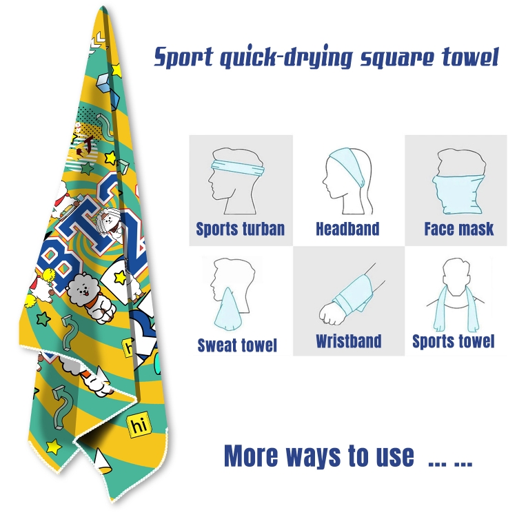 BTS  sports towel sweat-absorbent towel turban 58X58CM  price for 2 pcs