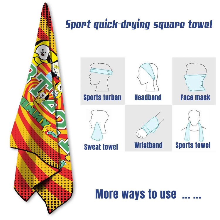 BTS  sports towel sweat-absorbent towel turban 58X58CM  price for 2 pcs