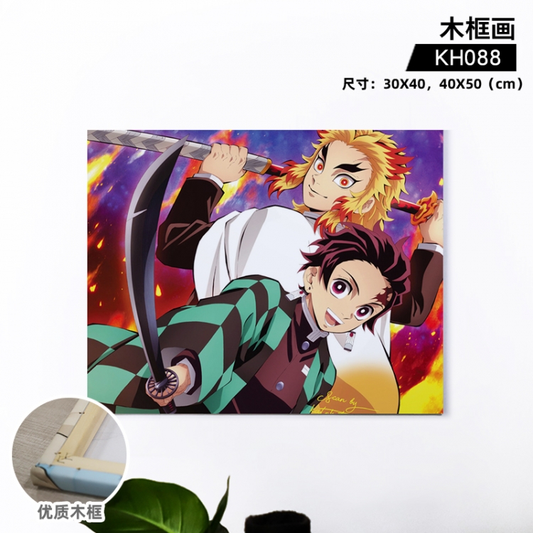 Demon Slayer Kimets Anime wooden frame painting 30X40cm support customized pictures KH088