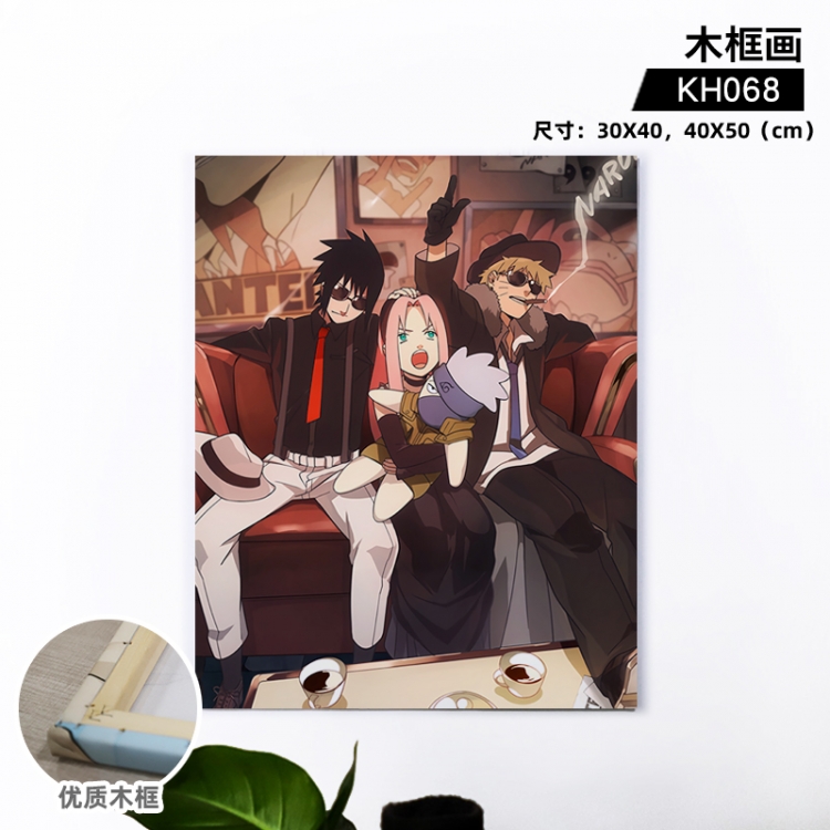 Naruto Anime wooden frame painting 30X40cm support customized pictures  KH068