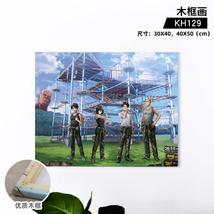 Shingeki no Kyojin Anime wooden frame painting 30X40cm support customized pictures KH129