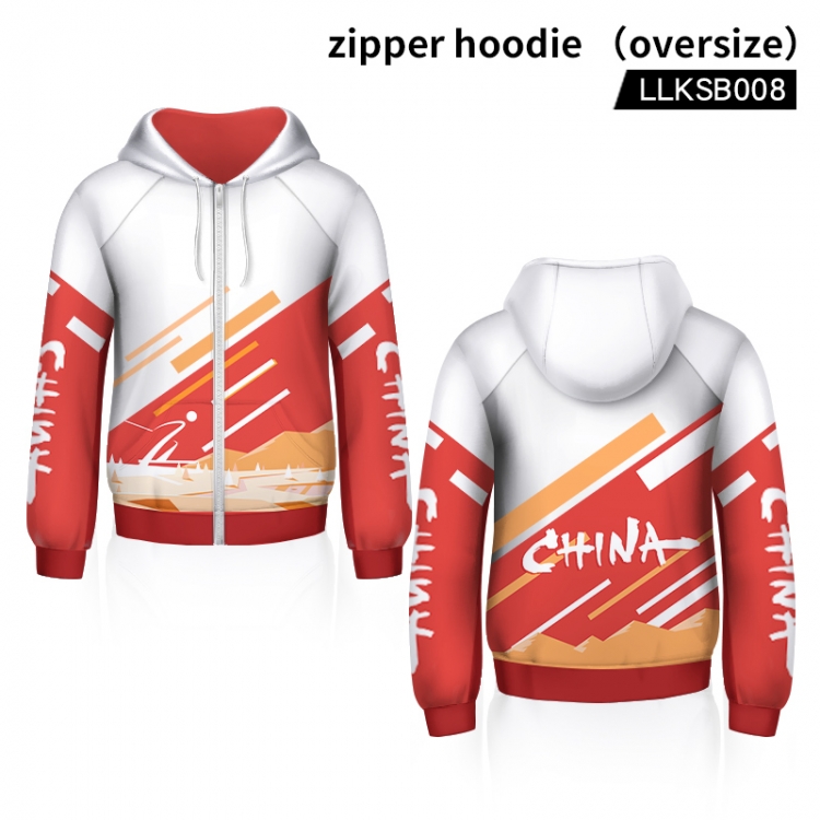 Winter Olympics Red Orange Loose personality zipper sweater LLKSB008