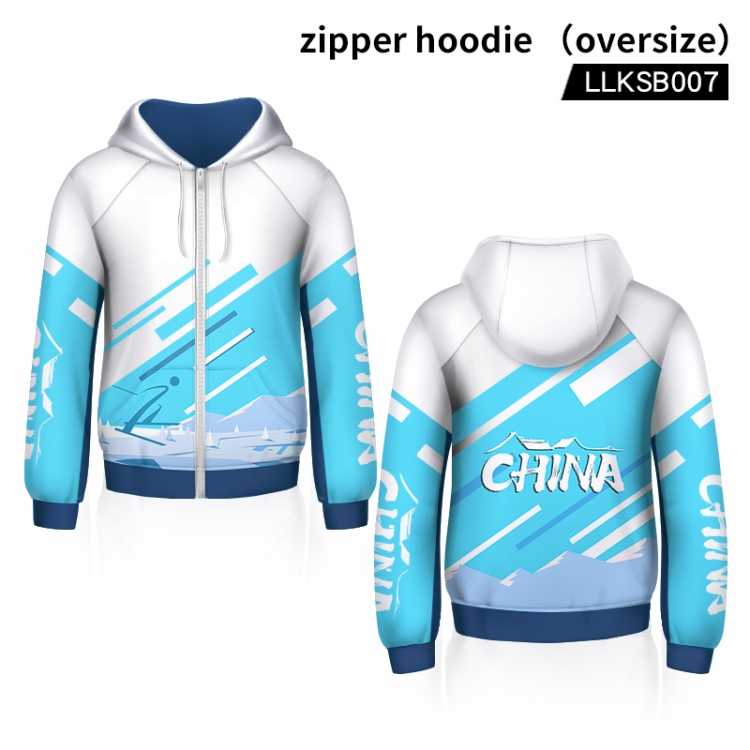Winter Olympic Blue Loose personality zipper sweater LLKSB007