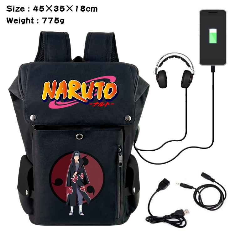 Naruto Flip Data USB Backpack Printed Student Backpack 45X35X18CM