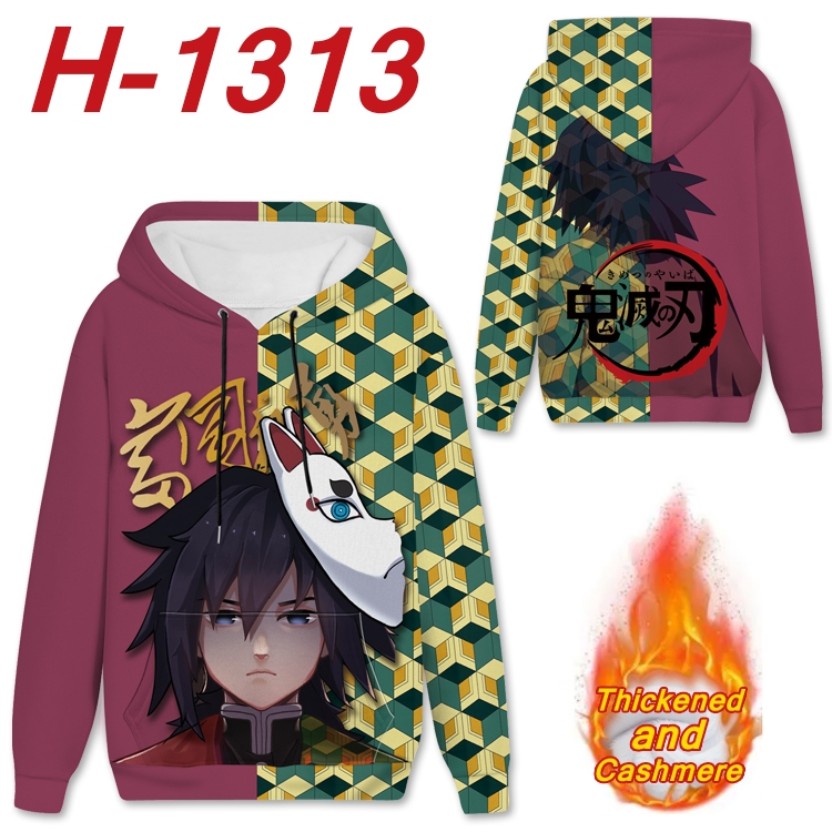 Demon Slayer Kimets  Anime plus velvet padded pullover hooded sweater  from S to 4XL H-1313