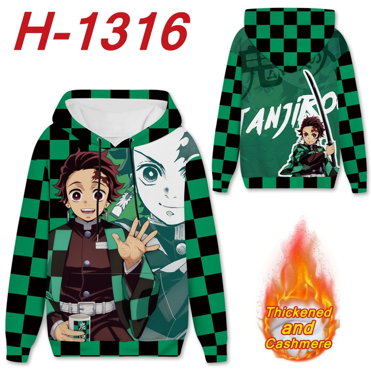 Demon Slayer Kimets  Anime plus velvet padded pullover hooded sweater  from S to 4XL H-1316