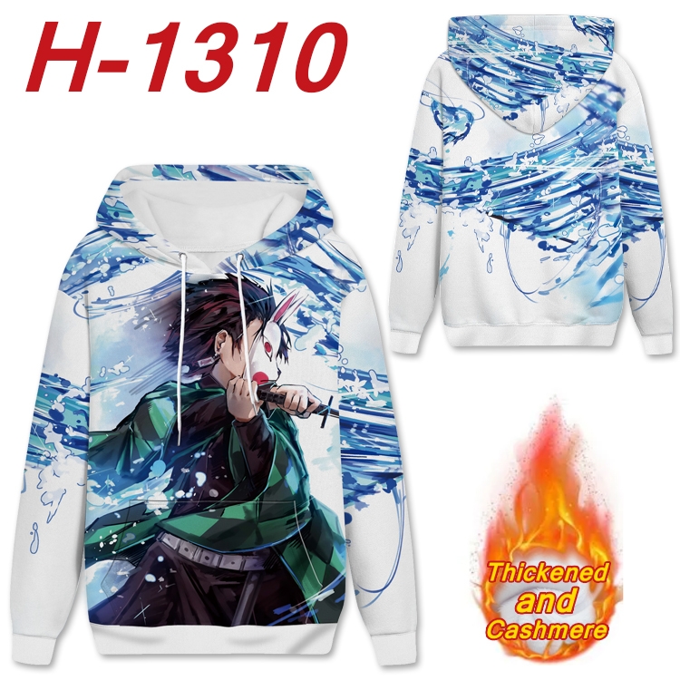 Demon Slayer Kimets  Anime plus velvet padded pullover hooded sweater  from S to 4XL H-1310