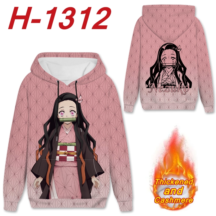 Demon Slayer Kimets  Anime plus velvet padded pullover hooded sweater  from S to 4XL H-1312