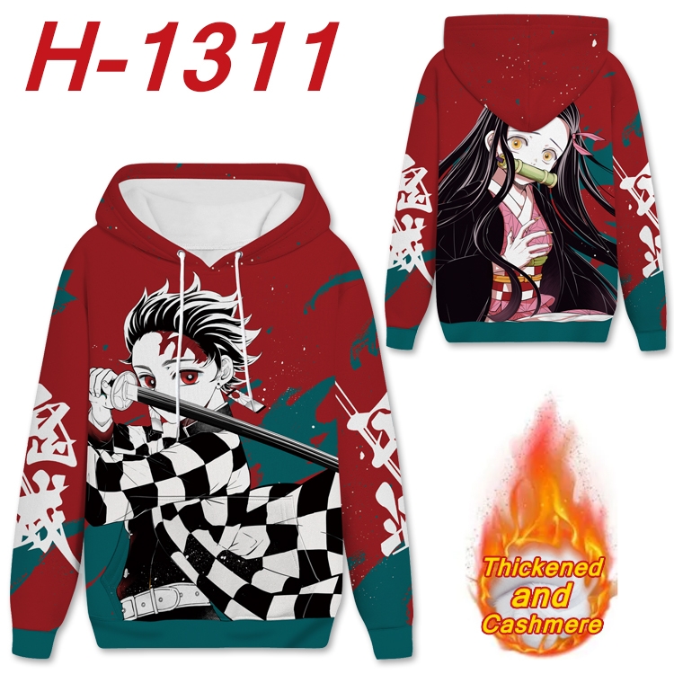 Demon Slayer Kimets  Anime plus velvet padded pullover hooded sweater  from S to 4XL H-1311