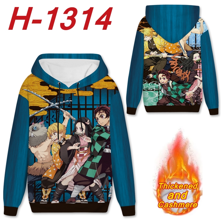 Demon Slayer Kimets  Anime plus velvet padded pullover hooded sweater  from S to 4XL H-1314