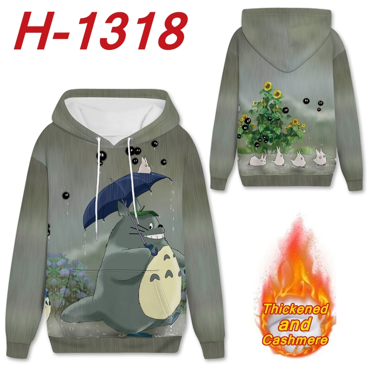 TOTORO Anime plus velvet padded pullover hooded sweater  from S to 4XL