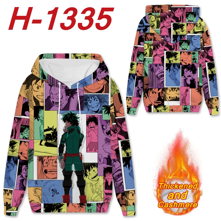 My Hero Academia Anime plus velvet padded pullover hooded sweater  from S to 4XL H-1335