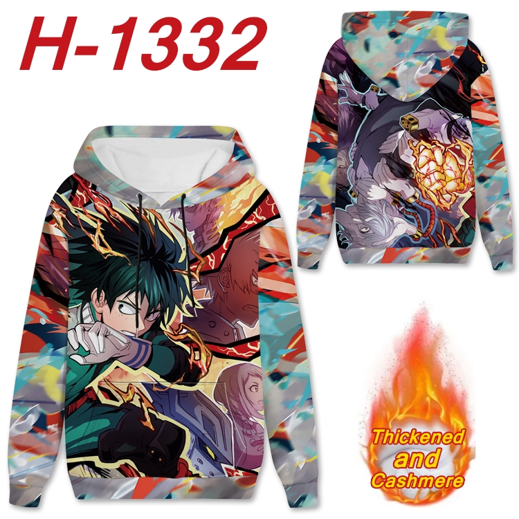 My Hero Academia Anime plus velvet padded pullover hooded sweater  from S to 4XL H-1332
