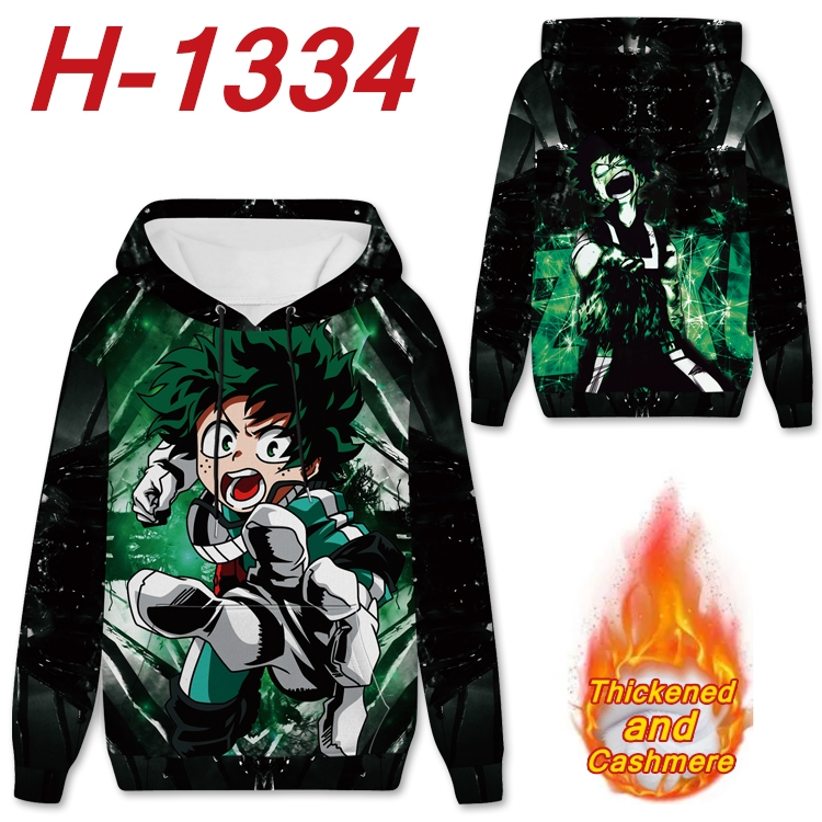 My Hero Academia Anime plus velvet padded pullover hooded sweater  from S to 4XL H-1334