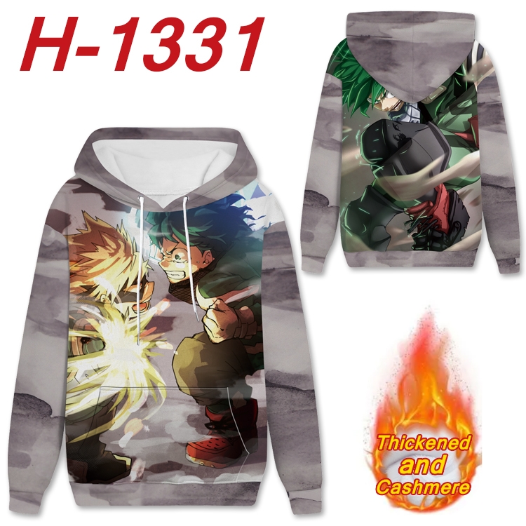 My Hero Academia Anime plus velvet padded pullover hooded sweater  from S to 4XL H-1331