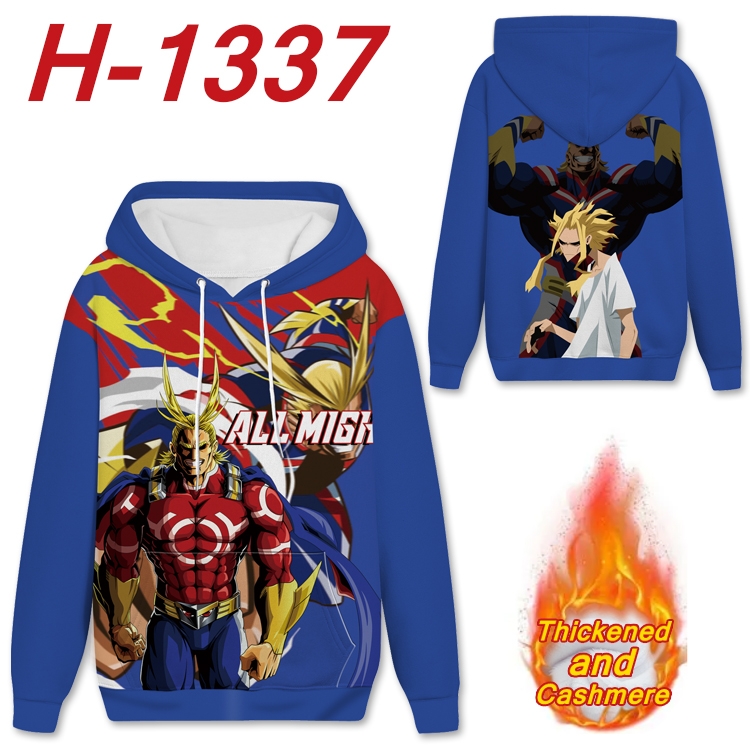 My Hero Academia Anime plus velvet padded pullover hooded sweater  from S to 4XL H-1337