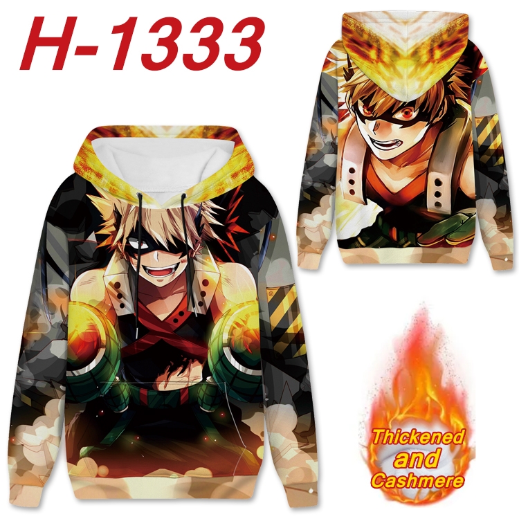 My Hero Academia Anime plus velvet padded pullover hooded sweater  from S to 4XL H-1333