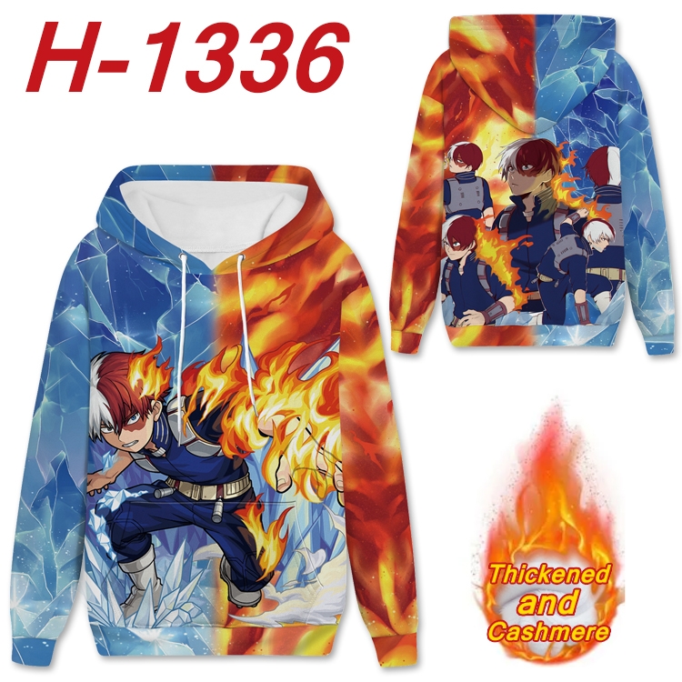 My Hero Academia Anime plus velvet padded pullover hooded sweater  from S to 4XL H-1336
