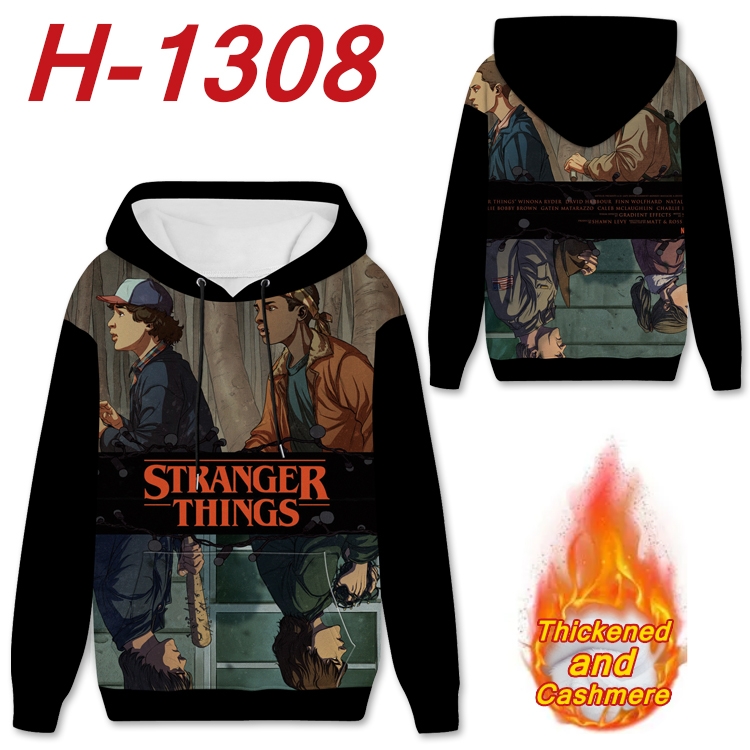 Stranger Things Anime plus velvet padded pullover hooded sweater from S to 4XL  H-1308