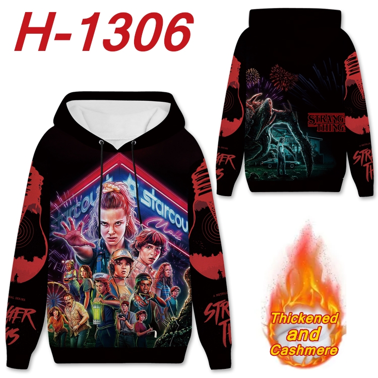 Stranger Things Anime plus velvet padded pullover hooded sweater from S to 4XL  H-1306