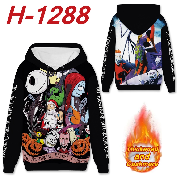The Nightmare Before Christmas Anime plus velvet padded pullover hooded sweater from S to 4XL  H-1288