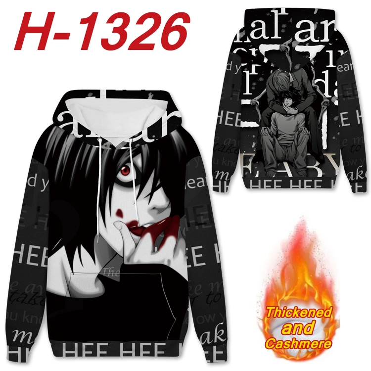 Death note Anime plus velvet padded pullover hooded sweater from S to 4XL H-1326