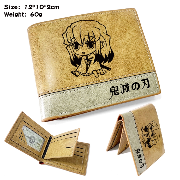 Demon Slayer Kimets Anime high quality PU two fold embossed wallet 12X10X2CM 60G