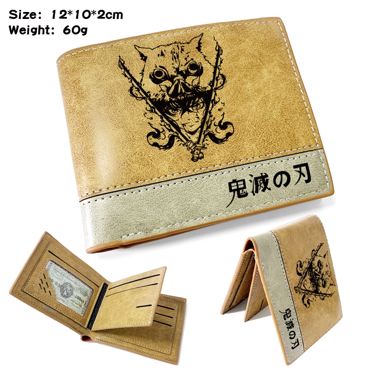 Demon Slayer Kimets Anime high quality PU two fold embossed wallet 12X10X2CM 60G