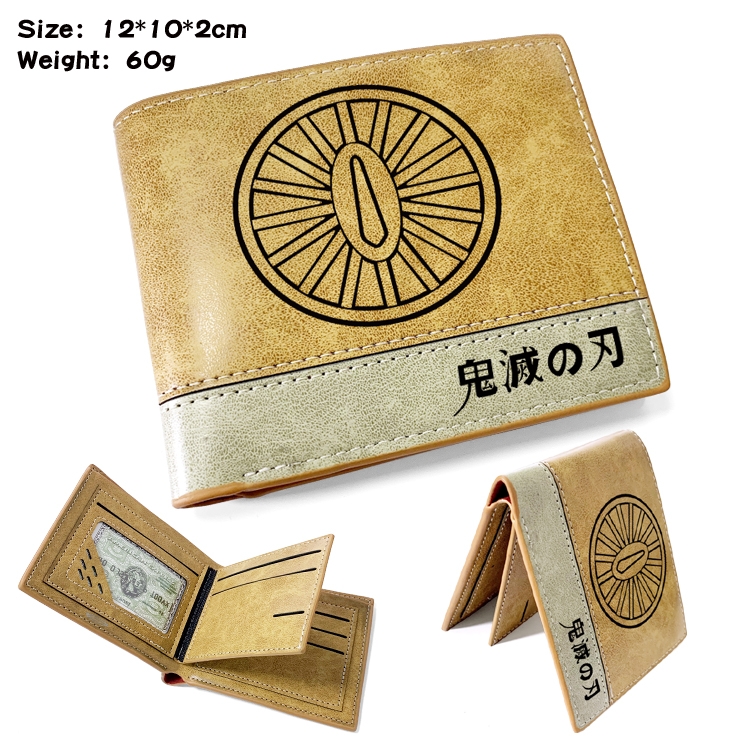 Demon Slayer Kimets Anime high quality PU two fold embossed wallet 12X10X2CM 60G