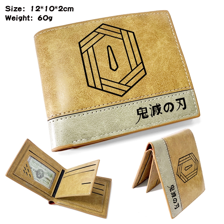 Demon Slayer Kimets Anime high quality PU two fold embossed wallet 12X10X2CM 60G