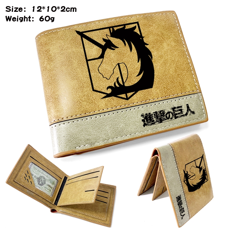 Shingeki no Kyojin Anime high quality PU two fold embossed wallet 12X10X2CM 60G