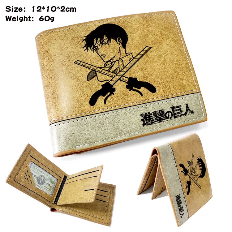 Shingeki no Kyojin Anime high quality PU two fold embossed wallet 12X10X2CM 60G