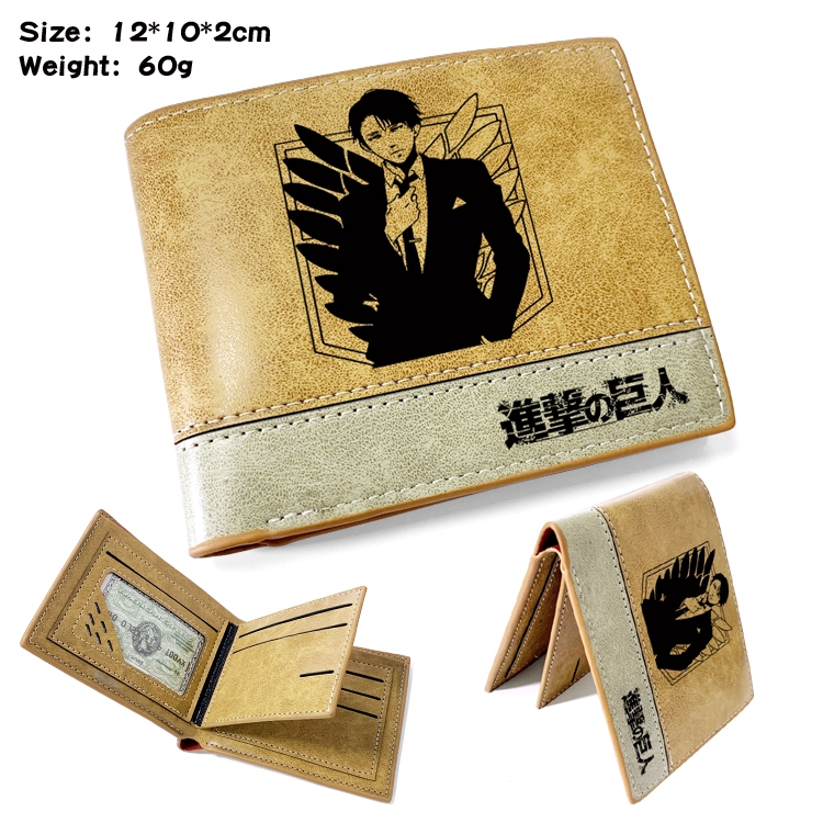 Shingeki no Kyojin Anime high quality PU two fold embossed wallet 12X10X2CM 60G