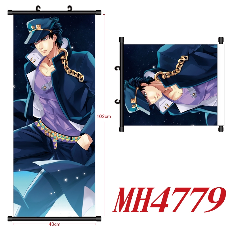 JoJos Bizarre Adventure Anime black Plastic rod Cloth painting Wall Scroll 40X102CM  MH4779