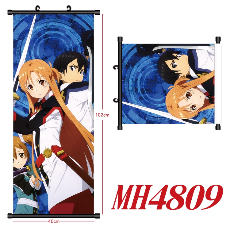 Sword Art Online Anime black Plastic rod Cloth painting Wall Scroll 40X102CM   MH4809