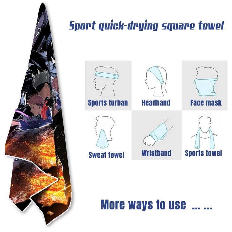 Jujutsu Kaisen  sports towel sweat-absorbent towel turban 58X58CM  price for 2 pcs