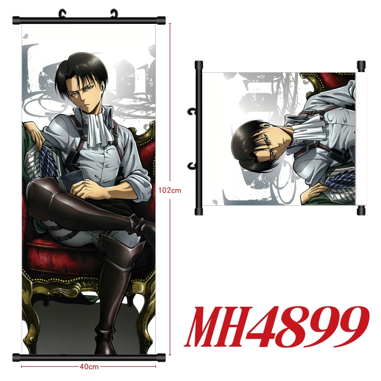 Shingeki no Kyojin Anime black Plastic rod Cloth painting Wall Scroll 40X102CM MH4899