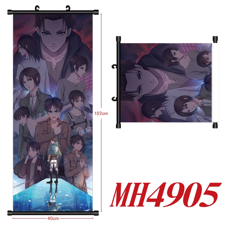 Shingeki no Kyojin Anime black Plastic rod Cloth painting Wall Scroll 40X102CM MH4905