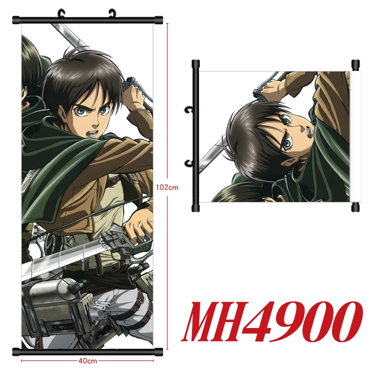 Shingeki no Kyojin Anime black Plastic rod Cloth painting Wall Scroll 40X102CM MH4900