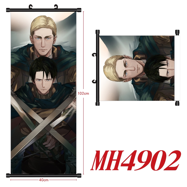 Shingeki no Kyojin Anime black Plastic rod Cloth painting Wall Scroll 40X102CM MH4902