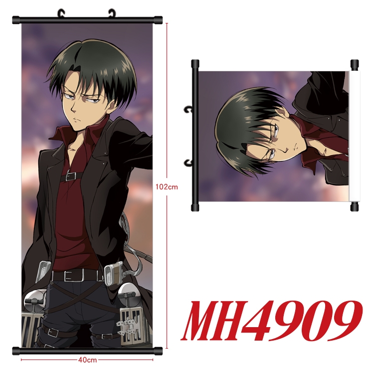 Shingeki no Kyojin Anime black Plastic rod Cloth painting Wall Scroll 40X102CM MH4909