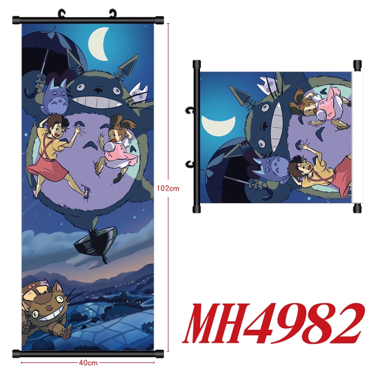 TOTORO Anime black Plastic rod Cloth painting Wall Scroll 40X102CM  MH4982