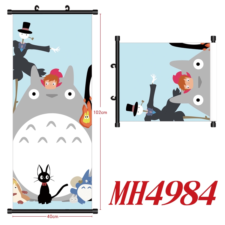 TOTORO Anime black Plastic rod Cloth painting Wall Scroll 40X102CM  MH4984