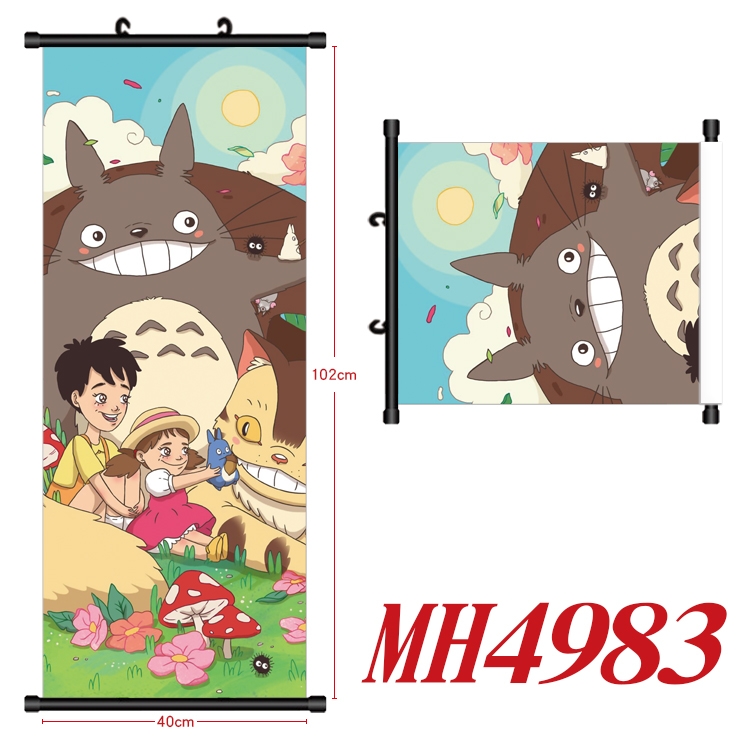 TOTORO Anime black Plastic rod Cloth painting Wall Scroll 40X102CM  MH4983