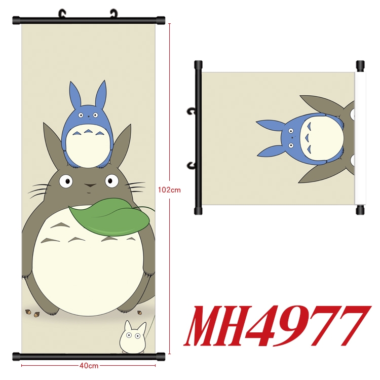 TOTORO Anime black Plastic rod Cloth painting Wall Scroll 40X102CM  MH4977