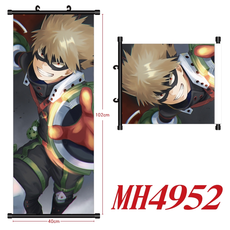 My Hero Academia Anime black Plastic rod Cloth painting Wall Scroll 40X102CM  MH4952