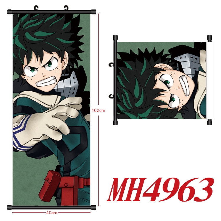 My Hero Academia Anime black Plastic rod Cloth painting Wall Scroll 40X102CM  MH4963