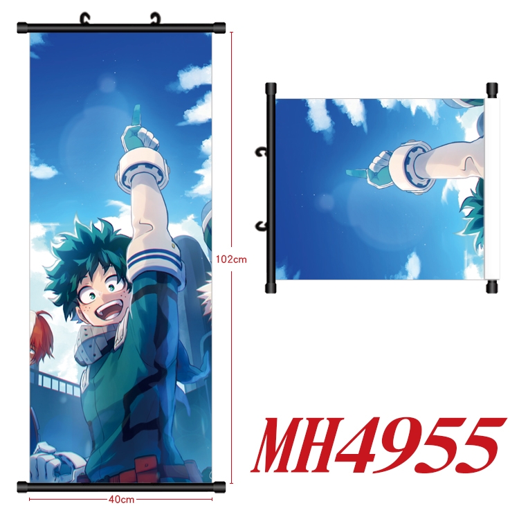 My Hero Academia Anime black Plastic rod Cloth painting Wall Scroll 40X102CM  MH4955